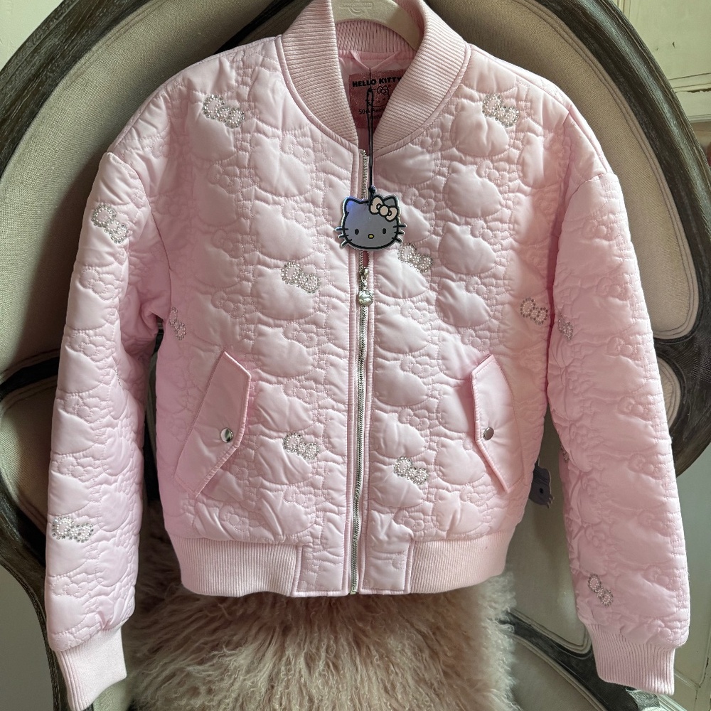 Hello Kitty x Forever 21 Pink Rhinestone Bomber Jacket XS NWT